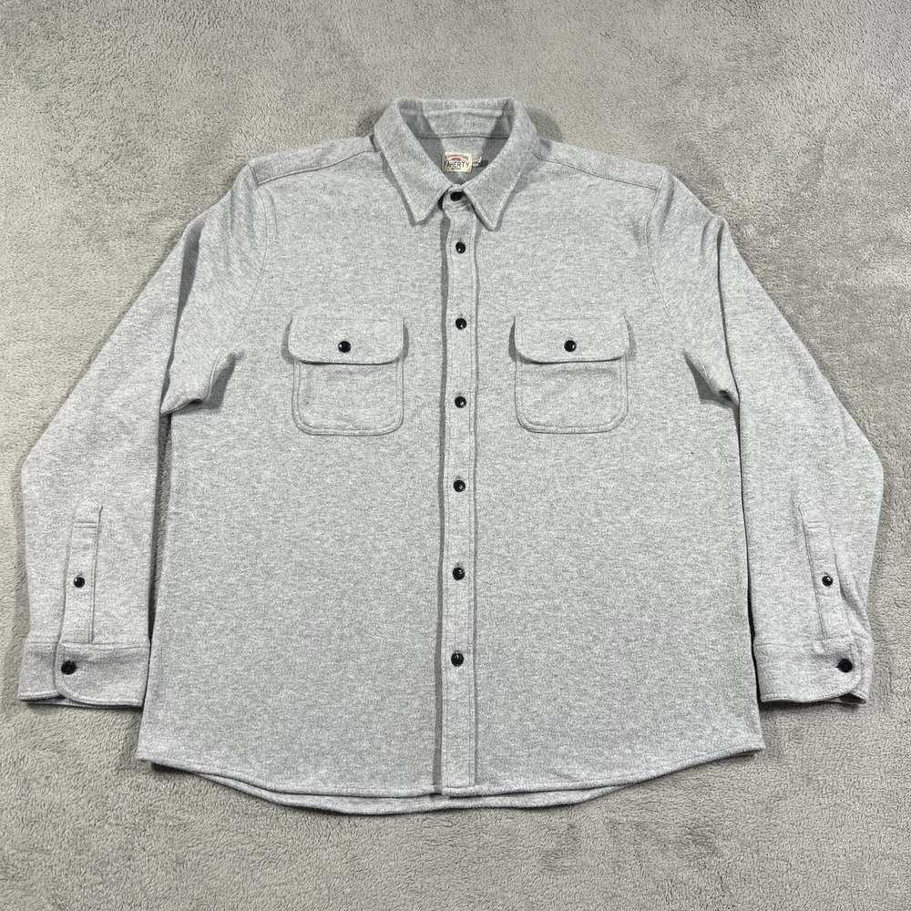 Faherty Legend Sweater Shirt Mens 2XL Gray Button Up Flannel Pockets Stretch - Picture 1 of 12
